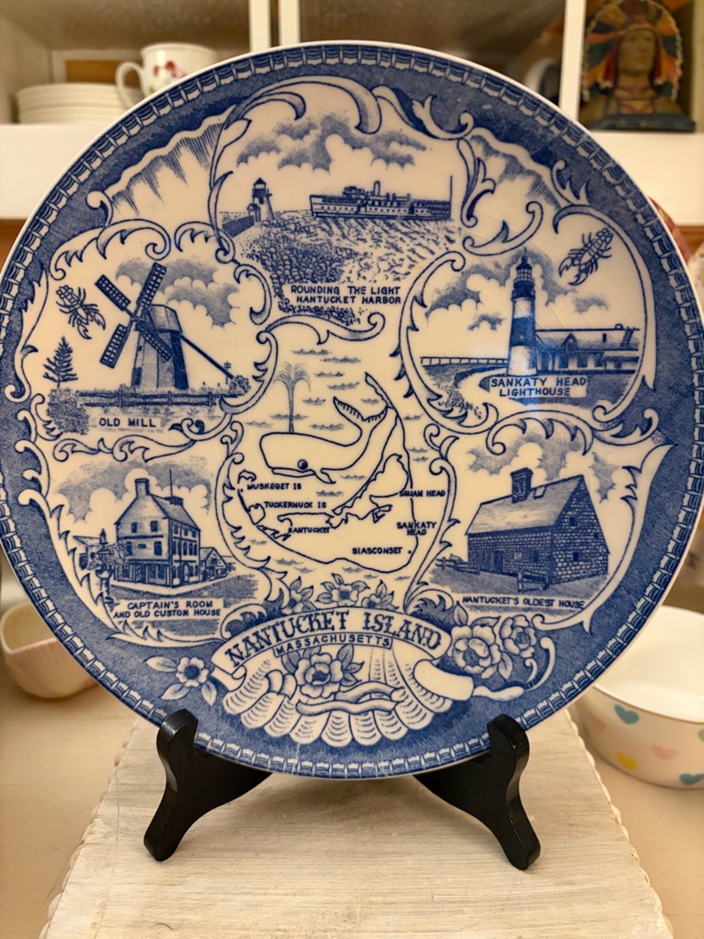 Nantucket Island Blue Transferware Decorative Plate